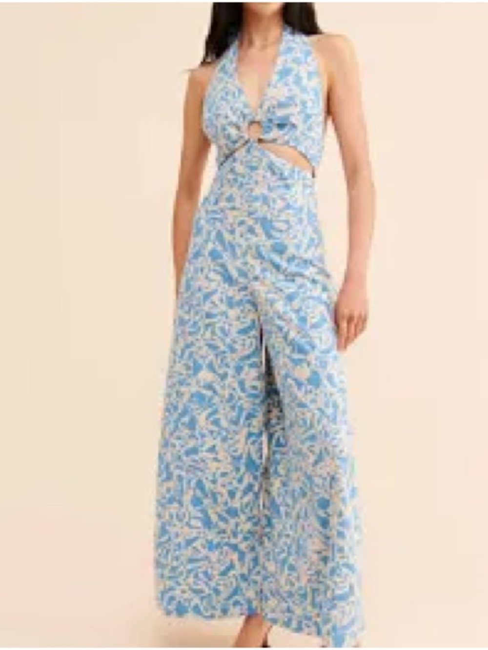 Free People Kira Wide-Leg Resort Style Jumpsuit w/ Retro Print